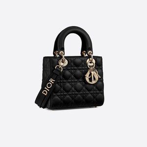 New Small Lady Dior My ABCDior Bag Black Cannage Lambskin DIOR letters 2022